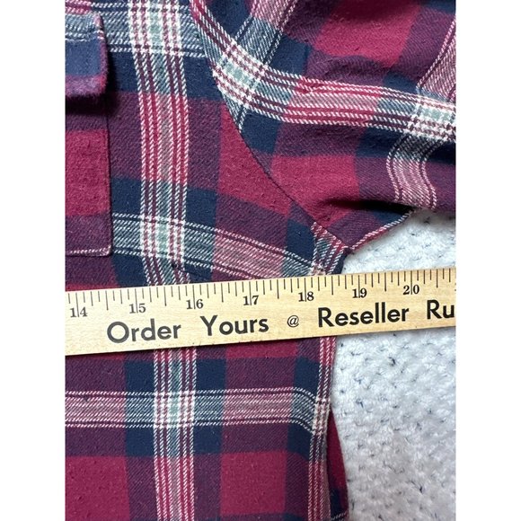 Paper Tee Buffalo Plaid Hoodie Shacket Womens Red Large Medium Weight Long Sleev - Picture 5 of 11